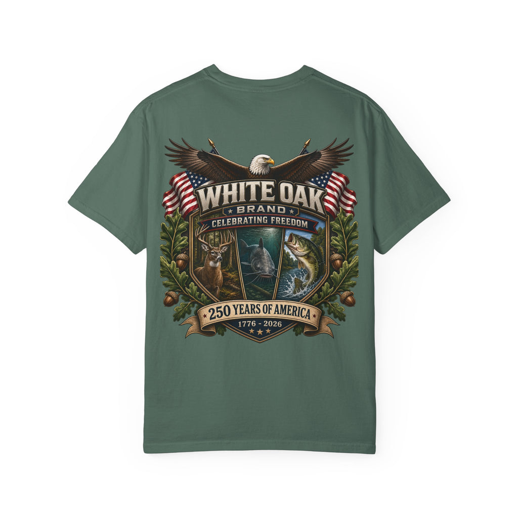 White Oak Brand Patriotic Eagle T-Shirt — "Celebrating Freedom" 250 Years of America Tee