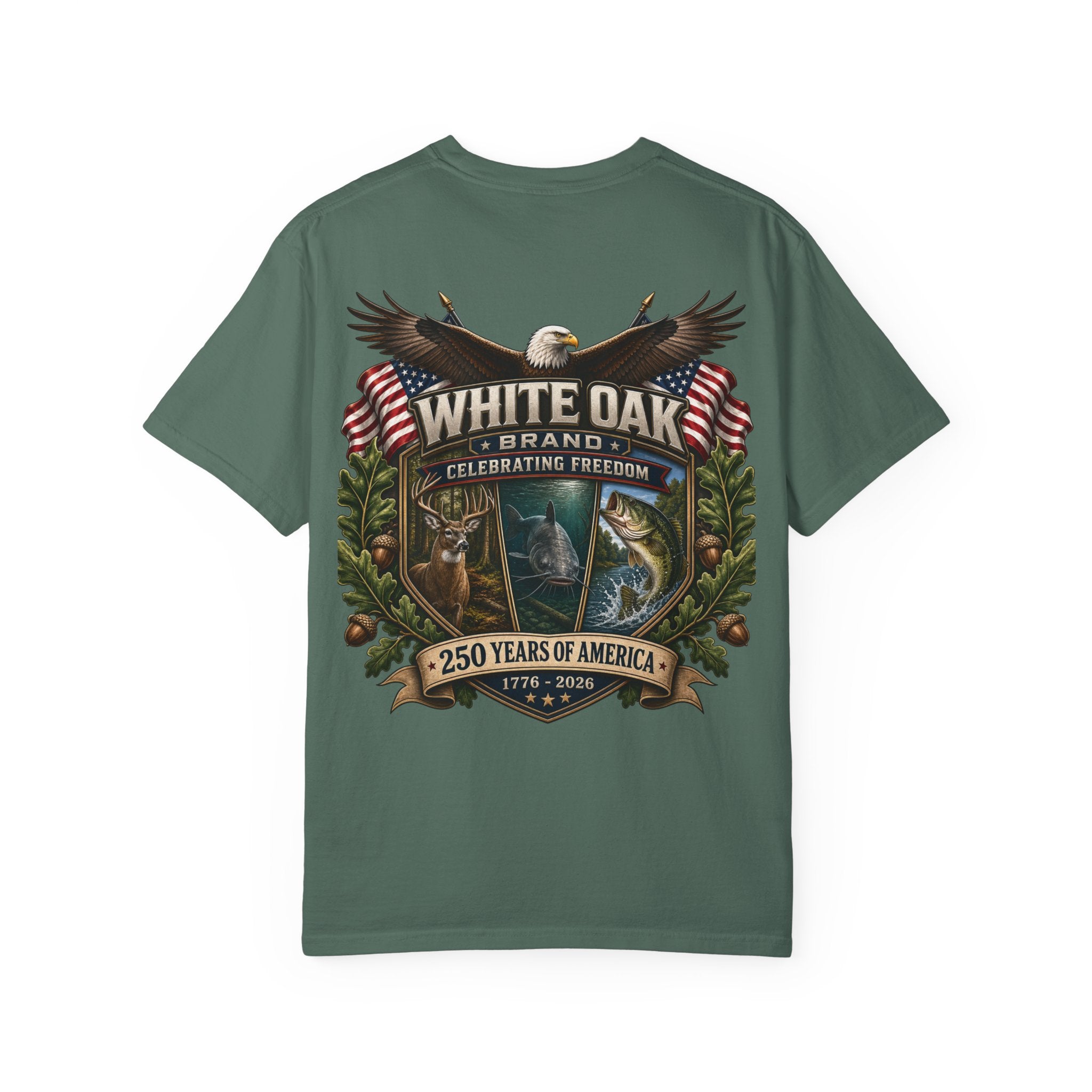 White Oak Brand Patriotic Eagle T-Shirt — "Celebrating Freedom" 250 Years of America Tee