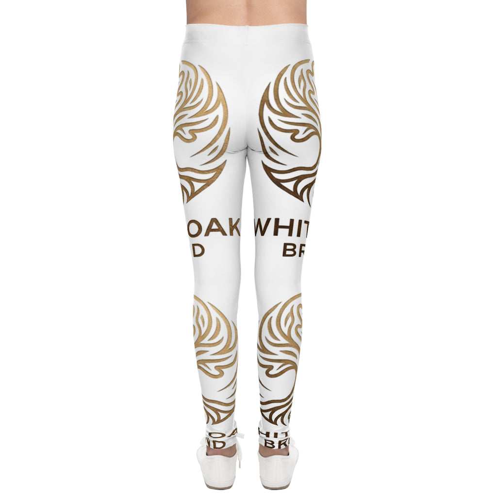 Youth Leggings — White Oak Brand Gold Emblem All-Over Print