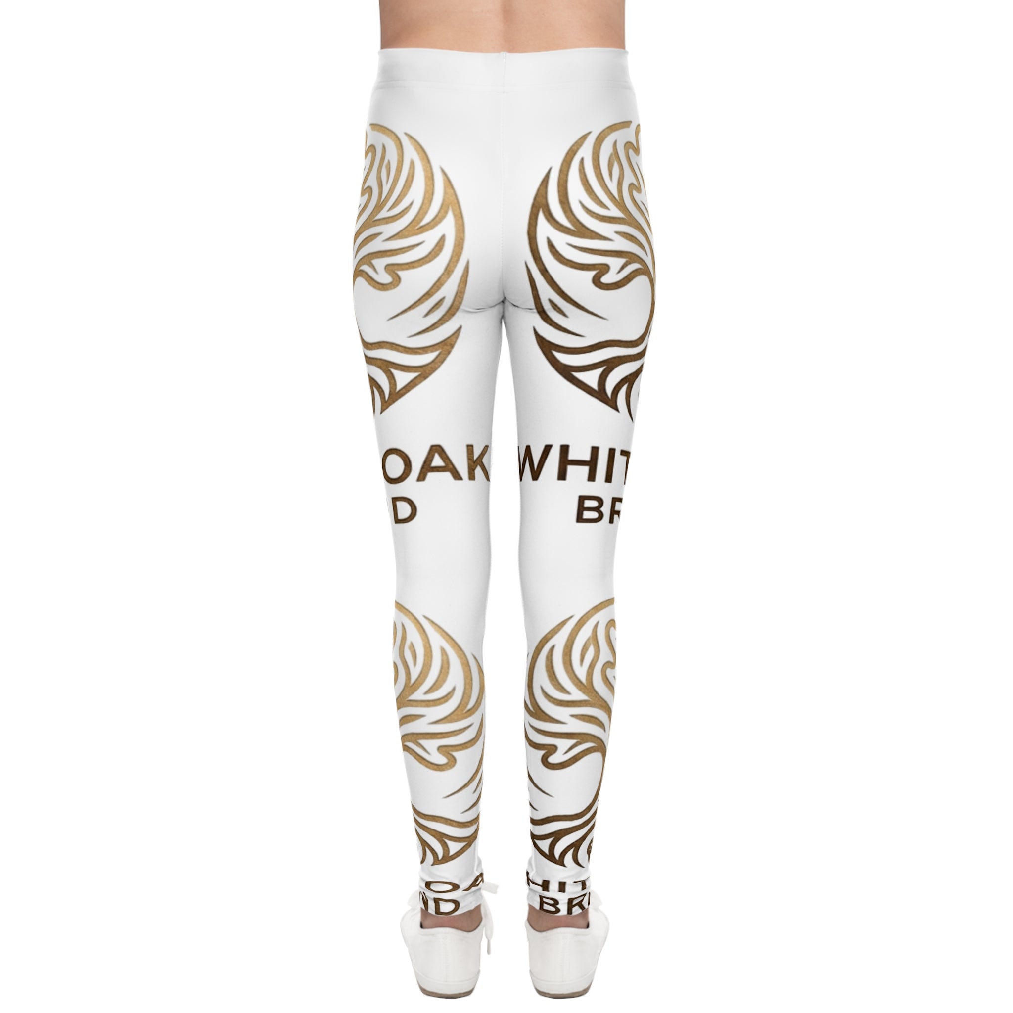 Youth Leggings — White Oak Brand Gold Emblem All-Over Print