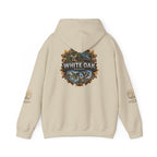 White Oak Brand Hoodie – Nature Logo Pullover with Scenic Back Emblem