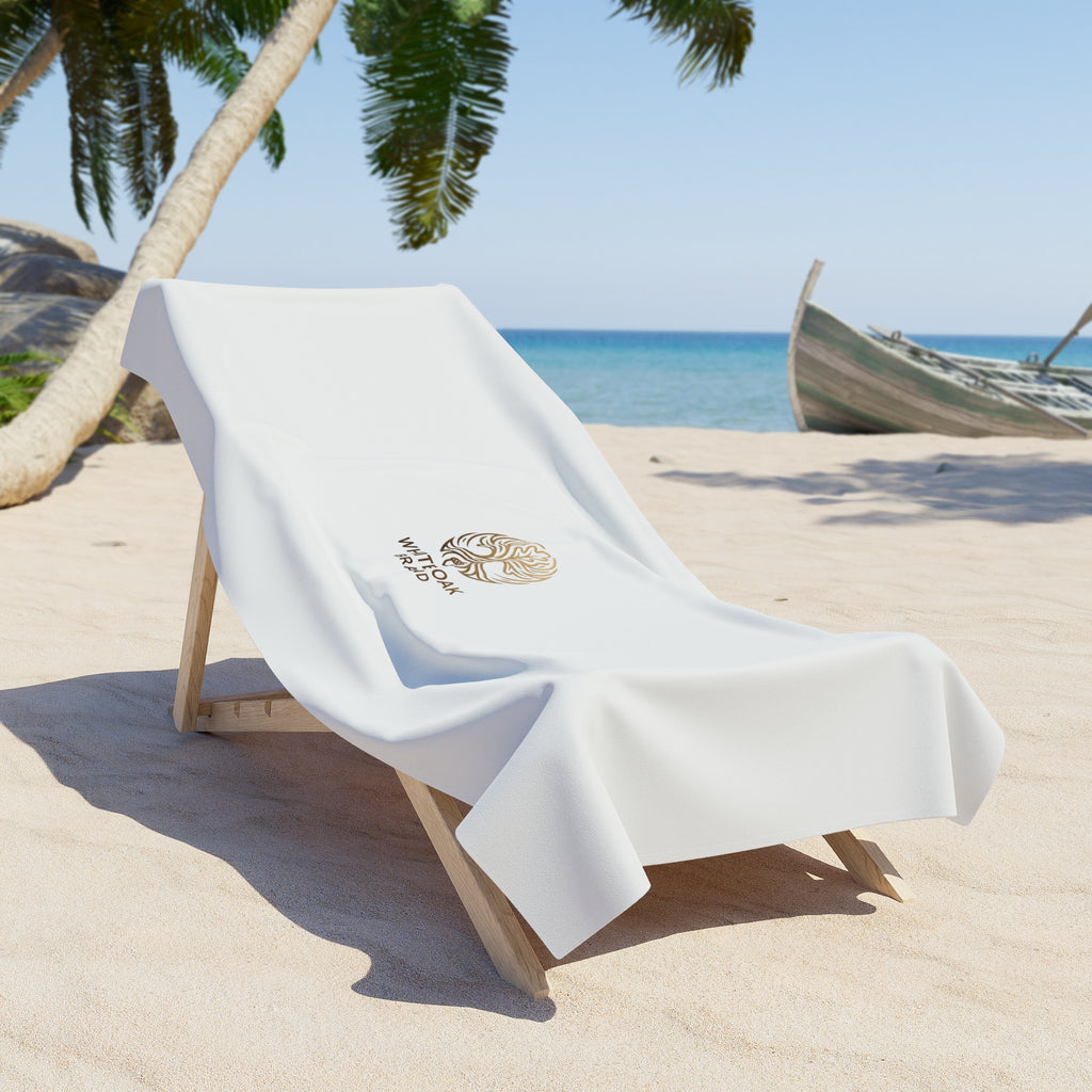 White Oak Brand Minimalist Logo Beach Towel – Luxury Resort Cotton